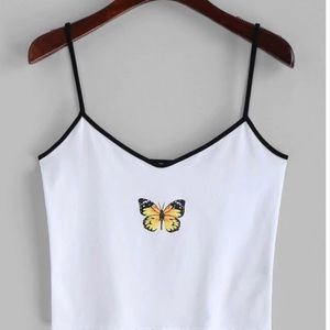 Contrast cropped butterfly top